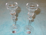 Rogaska Cut Crystal Glass Single Stem Small Candle Holders (2 holders)