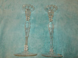 Rogaska "Rosemont" 10 3/8" Tall Single Stem Flower Top Crystal Candle Holders
