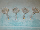 Rogaska Lead Glass Crystal Flower Top Candle Holders (2 sets)