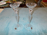 Rogaska "Rosemont" 10 3/8" Tall Single Stem Flower Top Crystal Candle Holders