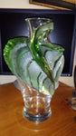 Lalique France Tanega Clear and Green Crystal 14 inch Vase