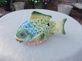 Italian Hand Painted Colorful Fish, salad dishs, Dinner plates and Soup Tureen with Lid and Spoon.