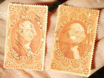 Two Dollar Conveyance USA Internal Revenue Stamps on silk paper; Scott Number R81d 1862 to 71
