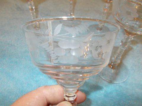 Champagne or Tall Sherbet/Ice Cream Glasses Made by USA Company Rock Sharpe (5 glasses)