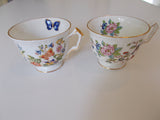 John Aynsley and Sons "Pembroke" and "Cottage Garden" Bone China Cups and Saucers.