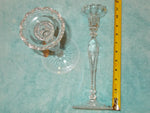 Rogaska "Rosemont" 10 3/8" Tall Single Stem Flower Top Crystal Candle Holders
